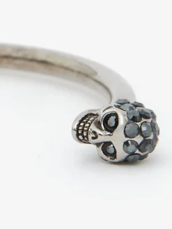 Store Alexander McQueen Women's Thin Twin Skull Bracelet in SILVER