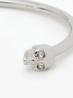 Best Sale Alexander McQueen Women's Thin Twin Skull Bracelet in Antique Silver