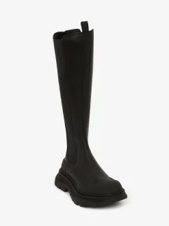 Hot Alexander McQueen Women's Tread Slick Knee High Boot in Black