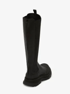 Hot Alexander McQueen Women's Tread Slick Knee High Boot in Black