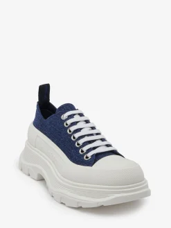 Cheap Alexander McQueen Women's Tread Slick Lace Up in Dark Blue
