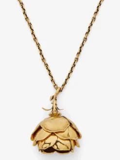 Outlet Alexander McQueen Women's Tudor Rose Necklace in Gold