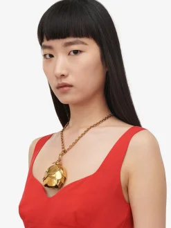Outlet Alexander McQueen Women's Tudor Rose Necklace in Gold