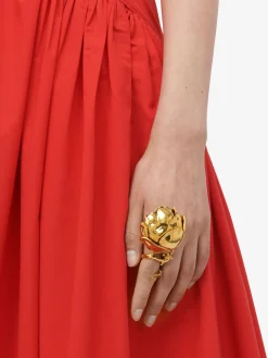 Clearance Alexander McQueen Women's Tudor Rose Ring in Gold