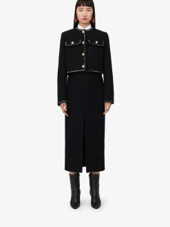 Store Alexander McQueen Women's Tweed Boxy Jacket in Black