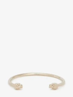 Cheap Alexander McQueen Women's Twin Skull Bracelet in Antique Gold