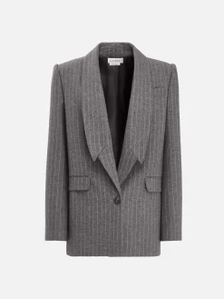 Clearance Alexander McQueen Women's Upside-down Lapel Jacket in Grey/ivory