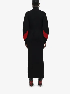 Fashion Alexander McQueen Women's Upside-down Orchid Dress in Black/Red/Grey