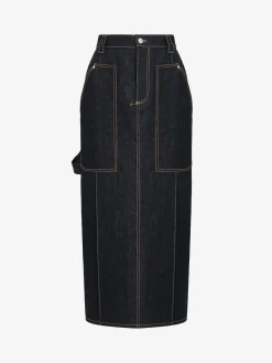 Cheap Alexander McQueen Women's Utility Denim Pencil Skirt in Indigo