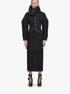 Cheap Alexander McQueen Women's Utility Denim Pencil Skirt in Indigo