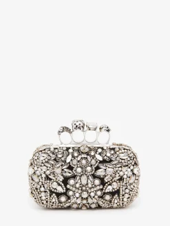 Discount Alexander McQueen Women's Victorian Jewel Knuckle Clutch in Silver