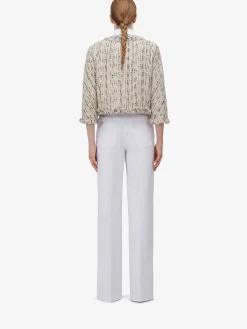 Outlet Alexander McQueen Women's Wide Leg Jeans in Optic White
