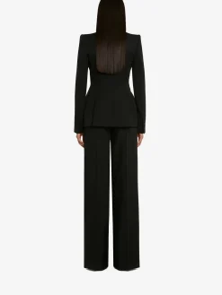 Best Sale Alexander McQueen Women's Wide Leg Trousers in Black
